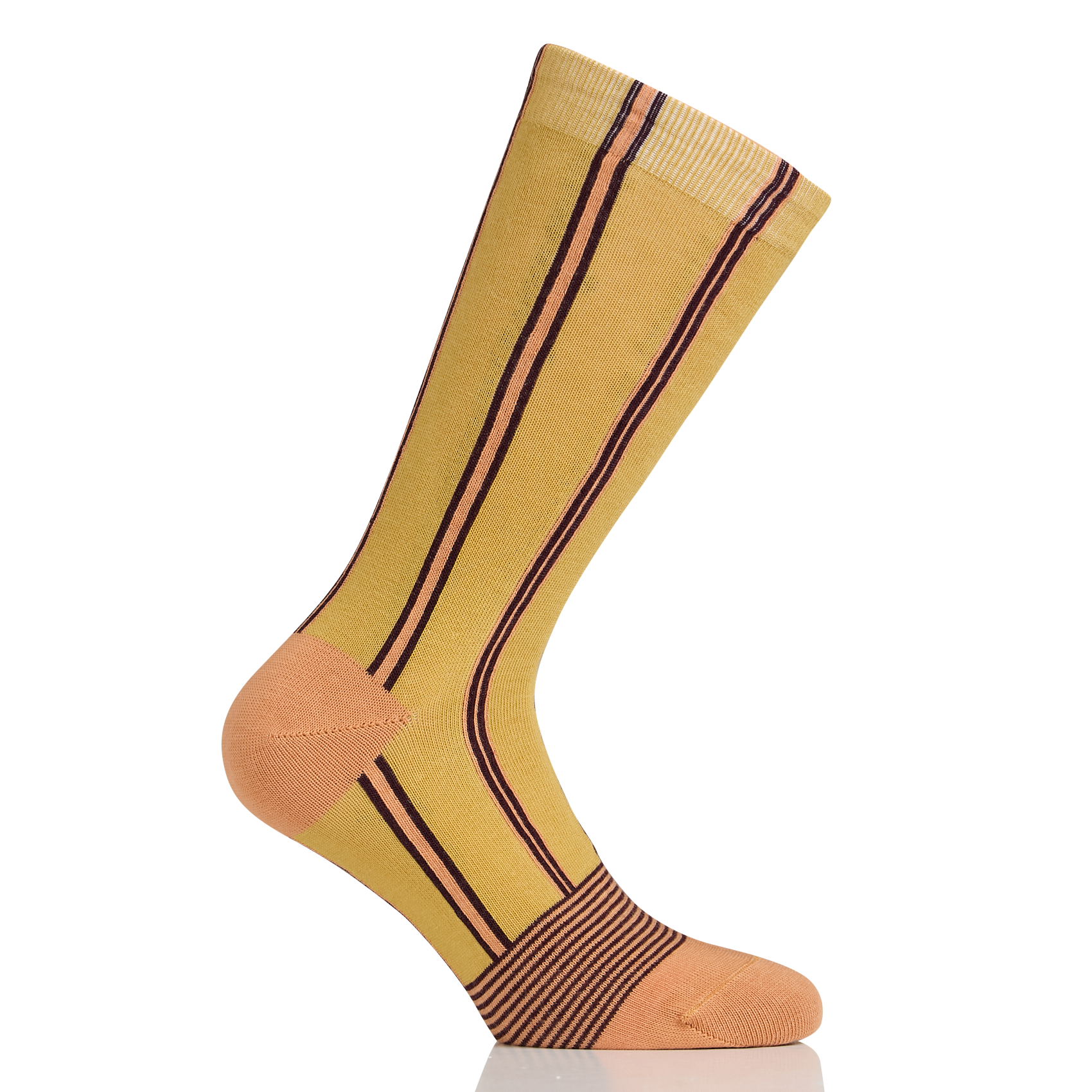 Chaussettes hautes en coton mélangé à rayures | Vert