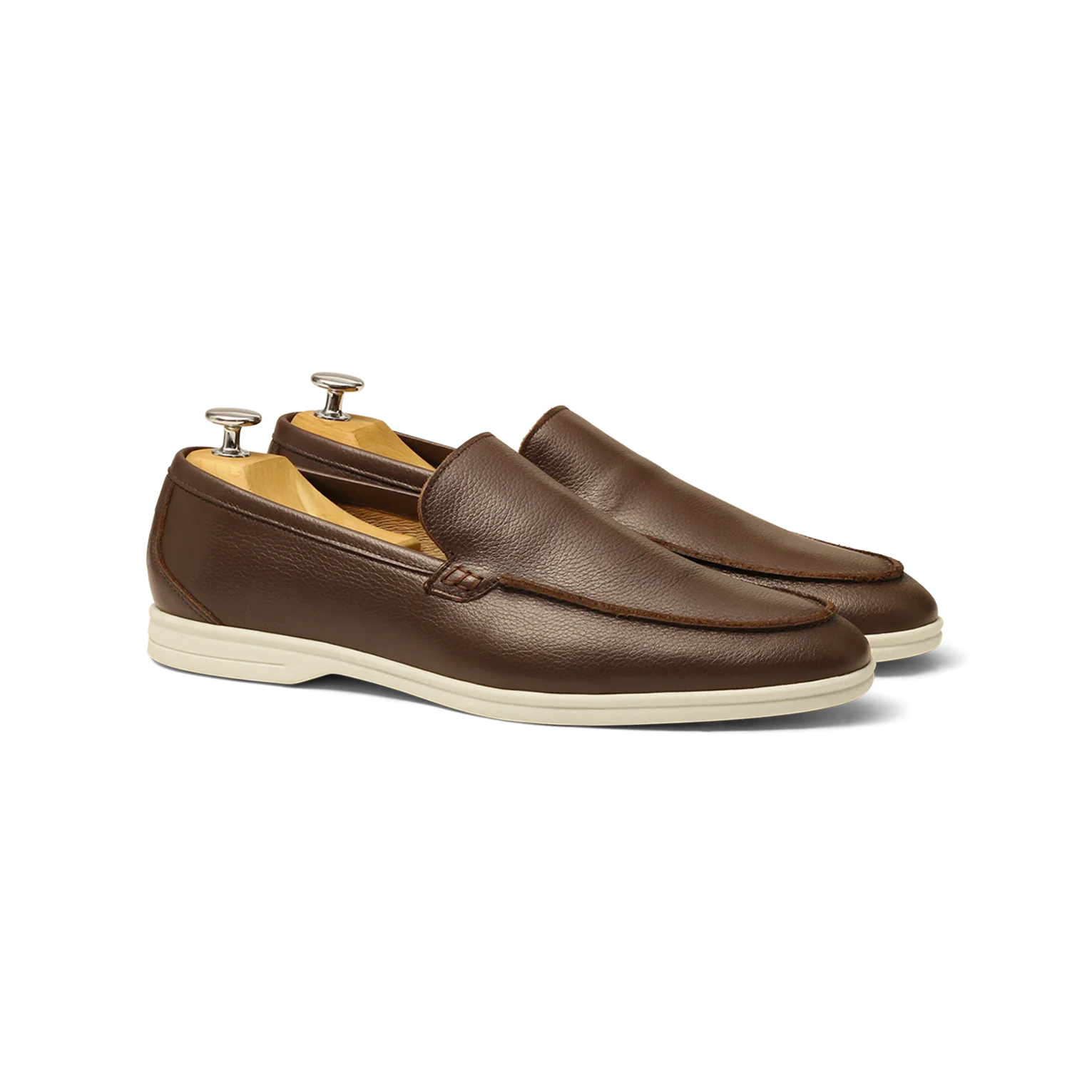 Momy-Mocassin en cuir grainé marron