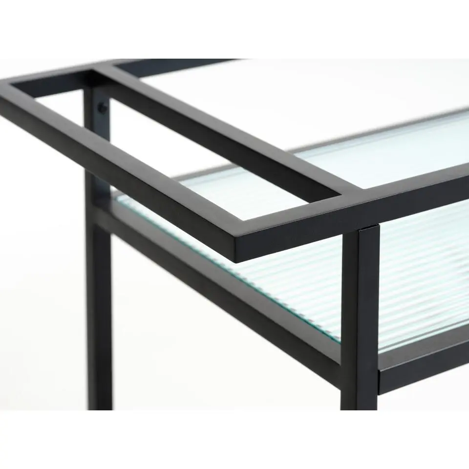 Trolley Zwart Metaal/Glas - 70x42x85cm - Bronco