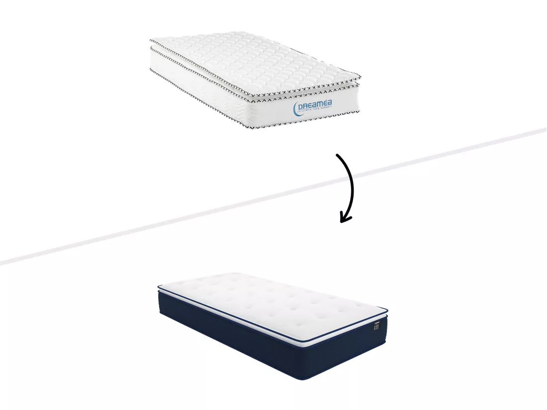 Ensemble 90 x 190 cm sommier coffre naturel clair + matelas ressorts ensachés et surmatelas intégré ép.24cm - ALTIER de YSMÉE