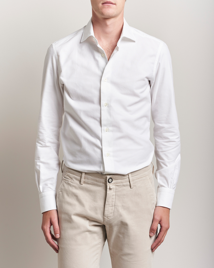 Mazzarelli Soft Flannel Cut Away Shirt White