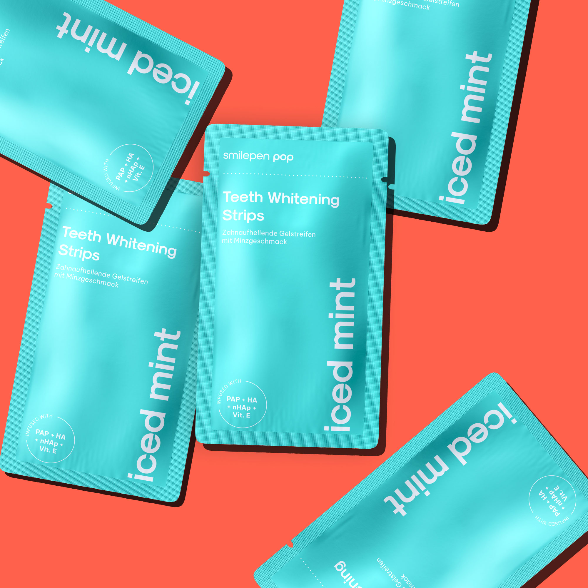 (14er Set) Zahnbleaching Pop Whitening Strips zur Zahnaufhellung (SPCWSMI) - Iced Mint