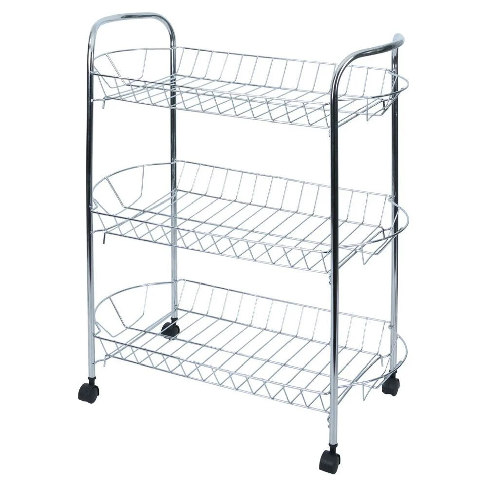 Desserte en métal gris 3 niveaux - L.51xl.26,5xH.57cm