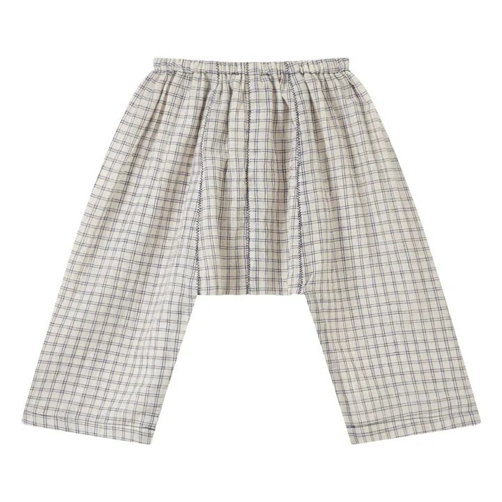 Caramel Pantalon Linum à Carreaux  | Ecru