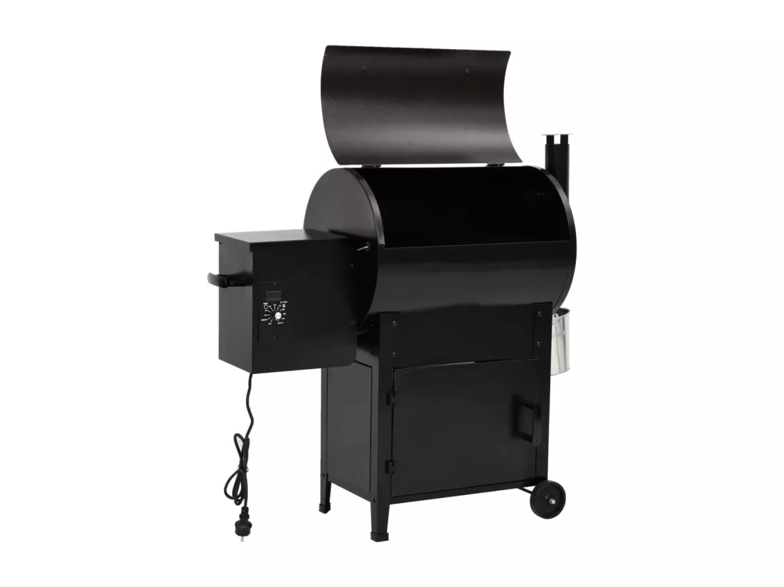 Gril à granulés avec cheminée noir 104 cm fer