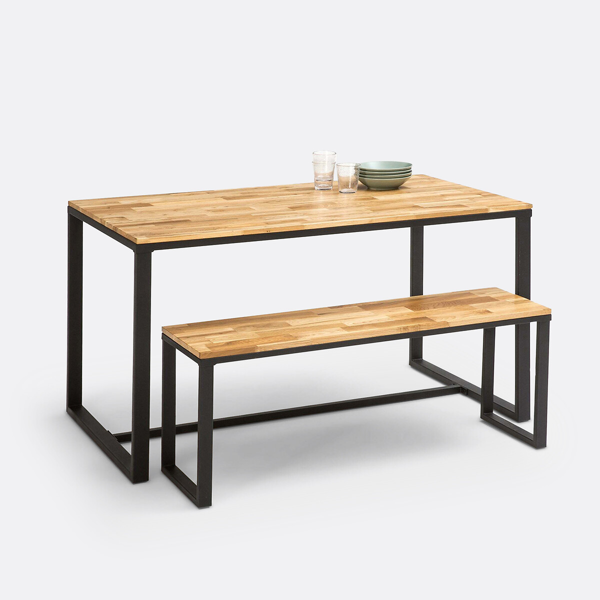 LA REDOUTE INTERIEURS<br>Mesa para 4/6 pessoas em carvalho e aço, Hiba