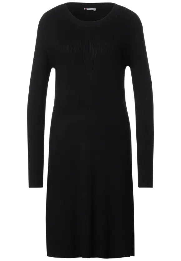Rippstrick Kleid - Black