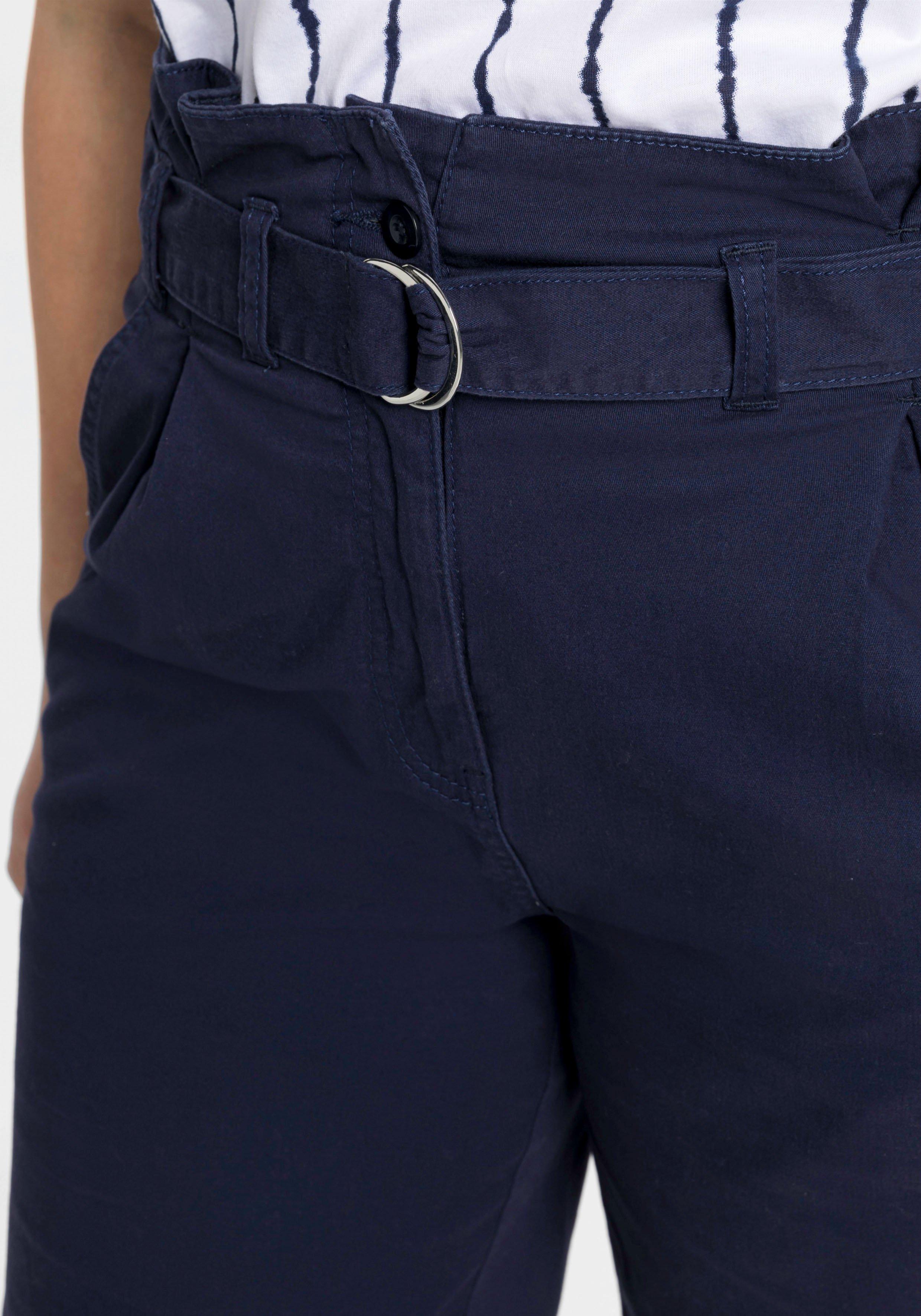 Twill-Bermudas mit High-Waist-Bund und Gürtel