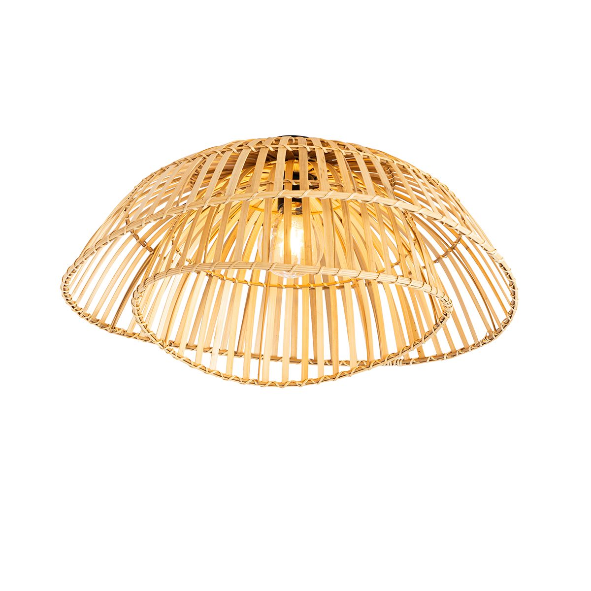 Oosterse plafondlamp zwart met naturel bamboe 62 cm - Pua