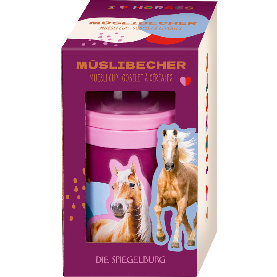 SPIEGELBURG COPPENRATH Müslibecher - I LOVE HORSES (fuchsia)
