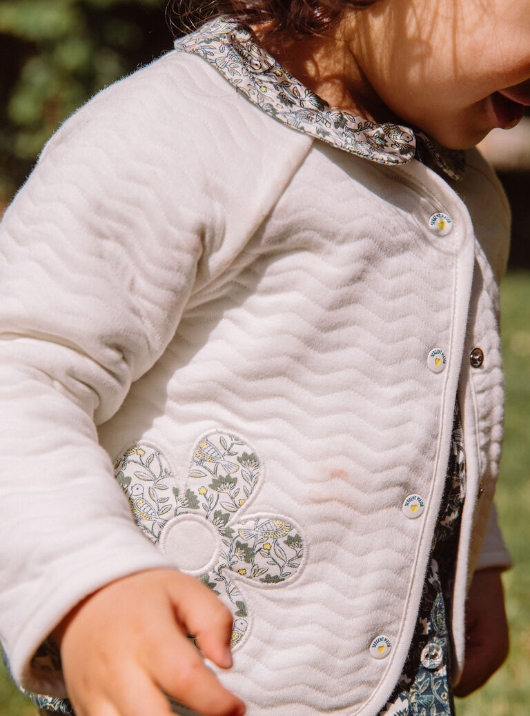 Cardigan réversible écru en tubique