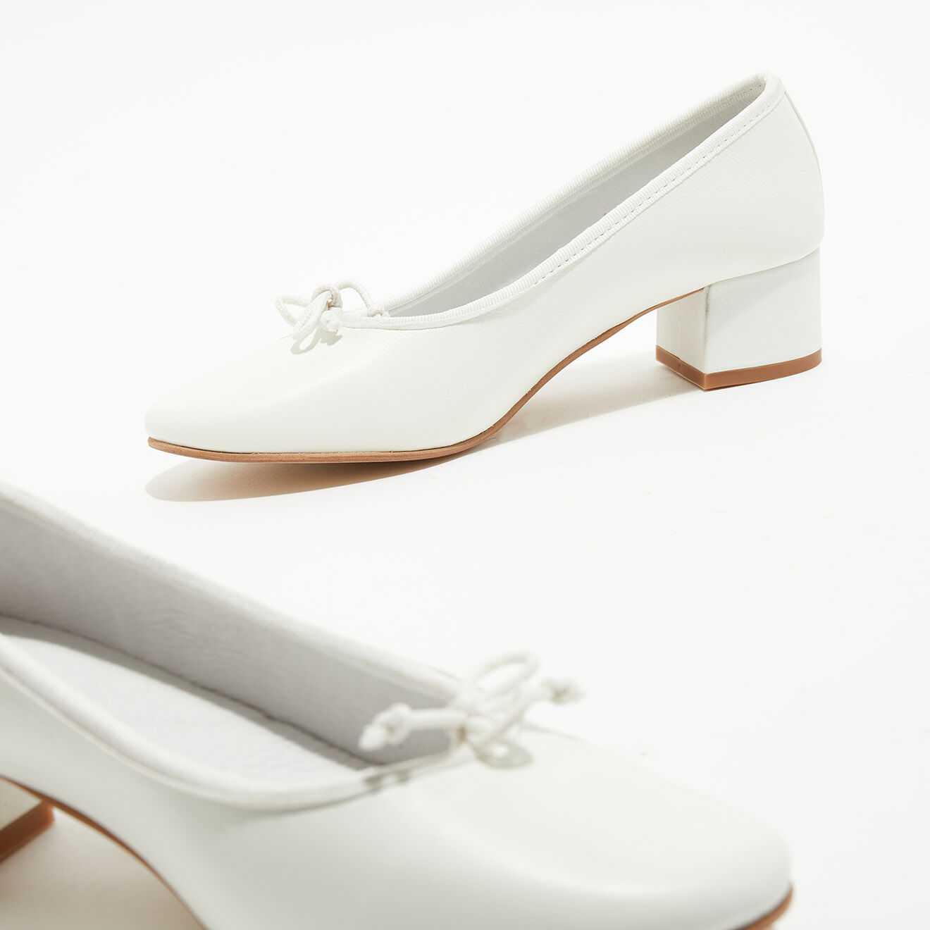 Quartier Latin Ballerines trotters en Cuir Diane blanches - Talon 4 cm