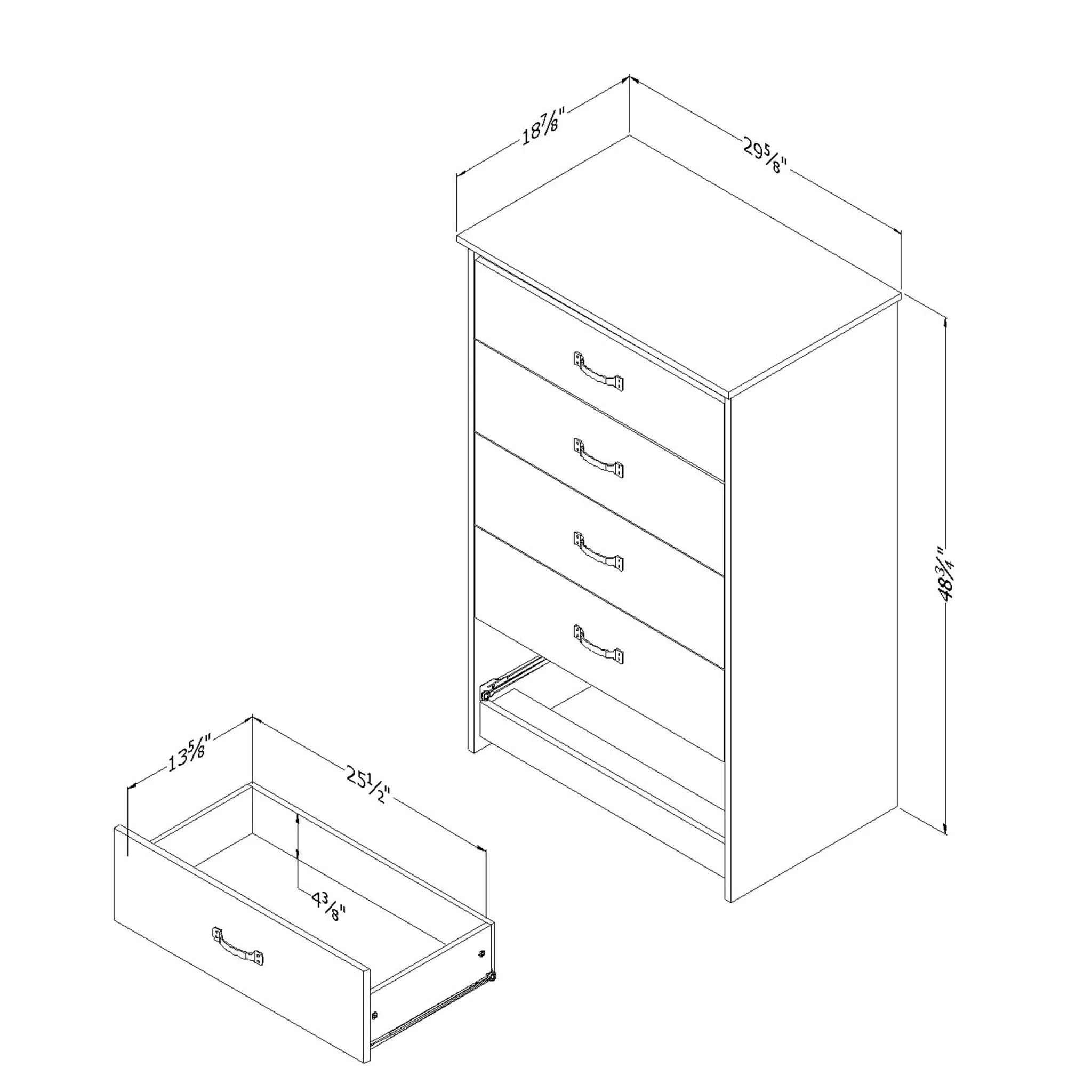 South Shore Commode 5 Tiroirs - Tassio Chêne gris