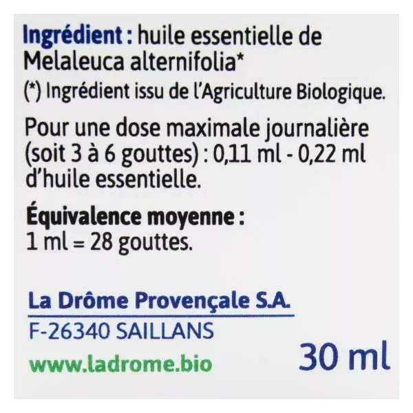 Óleo Essencial de Melaleuca Orgânico Ladrome 30ml