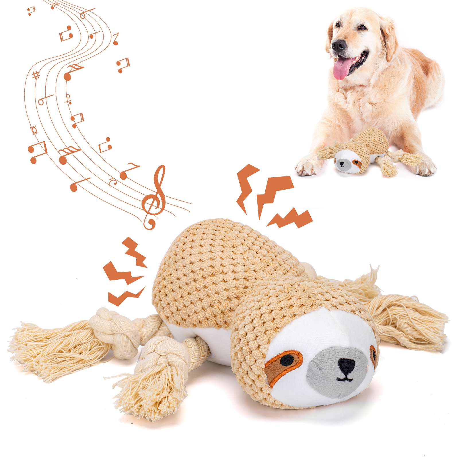 Brinquedos para cães Nobleza, brinquedos de pelúcia com som, brinquedo interativo durável para cães de pequeno, médio e grande porte (preguiçoso)