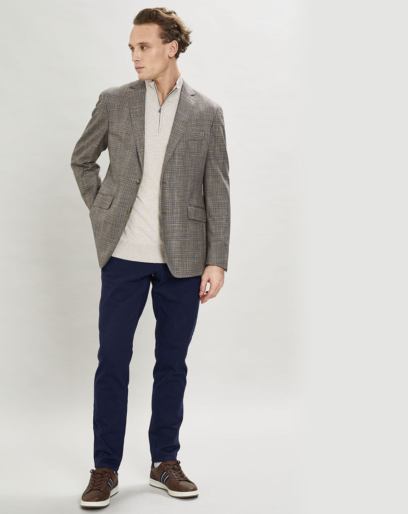 Hackett London Veste Chek imprimée prince de galles beige
