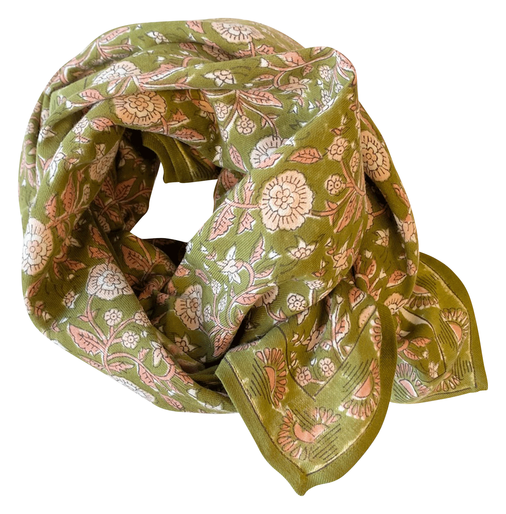 LATIKA - Foulard imprimé en coton | Vert