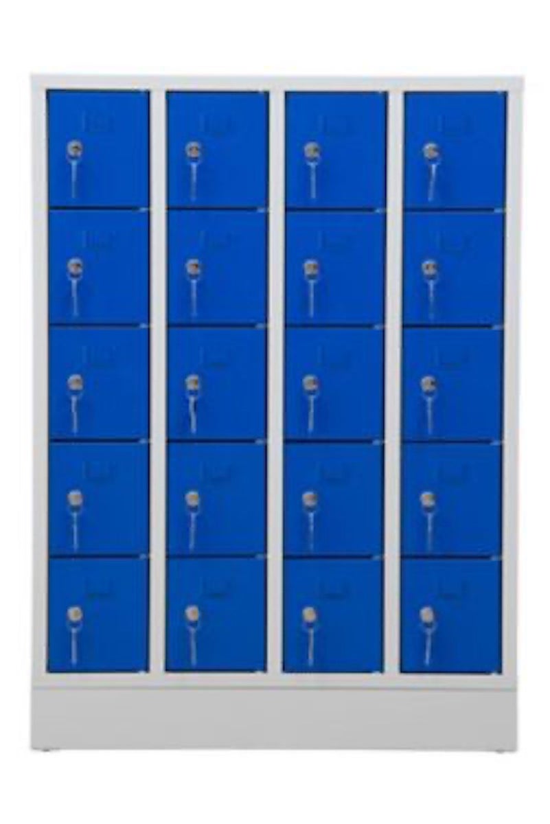 PROREGAL Seagull Lockerkast met 20 compartimenten, afmetingen (H x B x D): 110 x 80 x 15 cm, grijsblauw