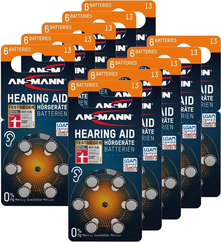 Ansmann - Type 13 - Gehoorbatterijen - Oranje - 60 Stuks