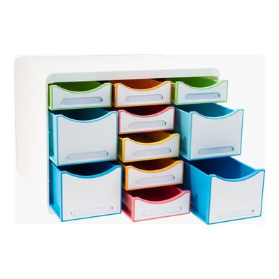 Exacompta Black Office - Module de classement 11 tiroirs - blanc/arlequin