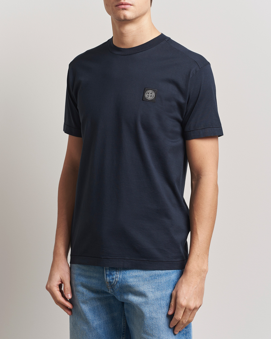 Stone Island Garment Dyed Cotton Jersey T-Shirt Navy Blue