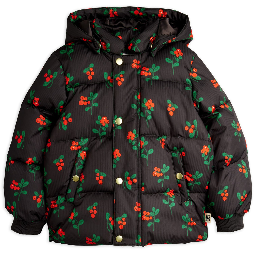 Køb Mini Rodini Black Lingonberries AOP Hooded Puffer