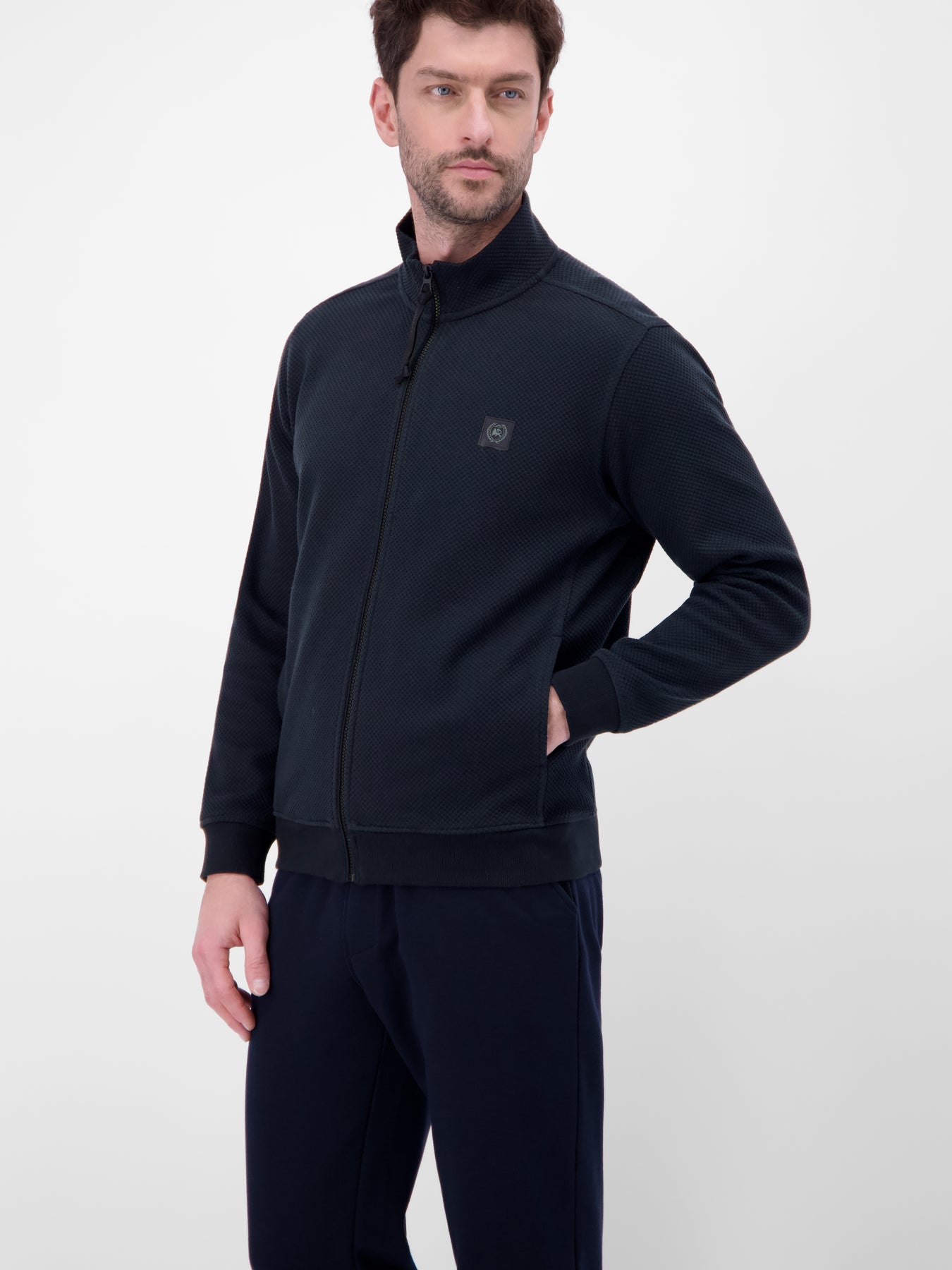 Sweatjacke aus flexiblem Baumwollmischgewebe