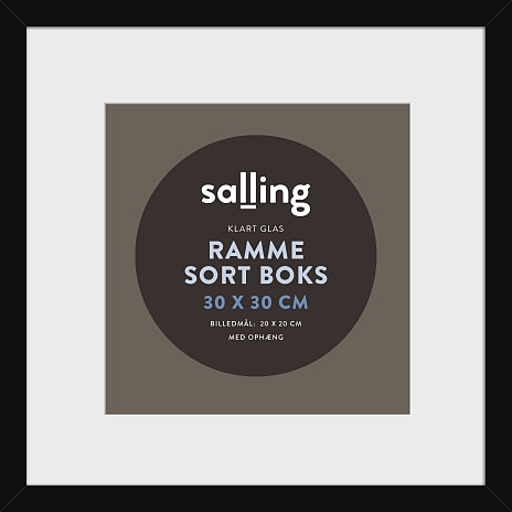 Sort passepartout ramme m. glas - 30x30 cm