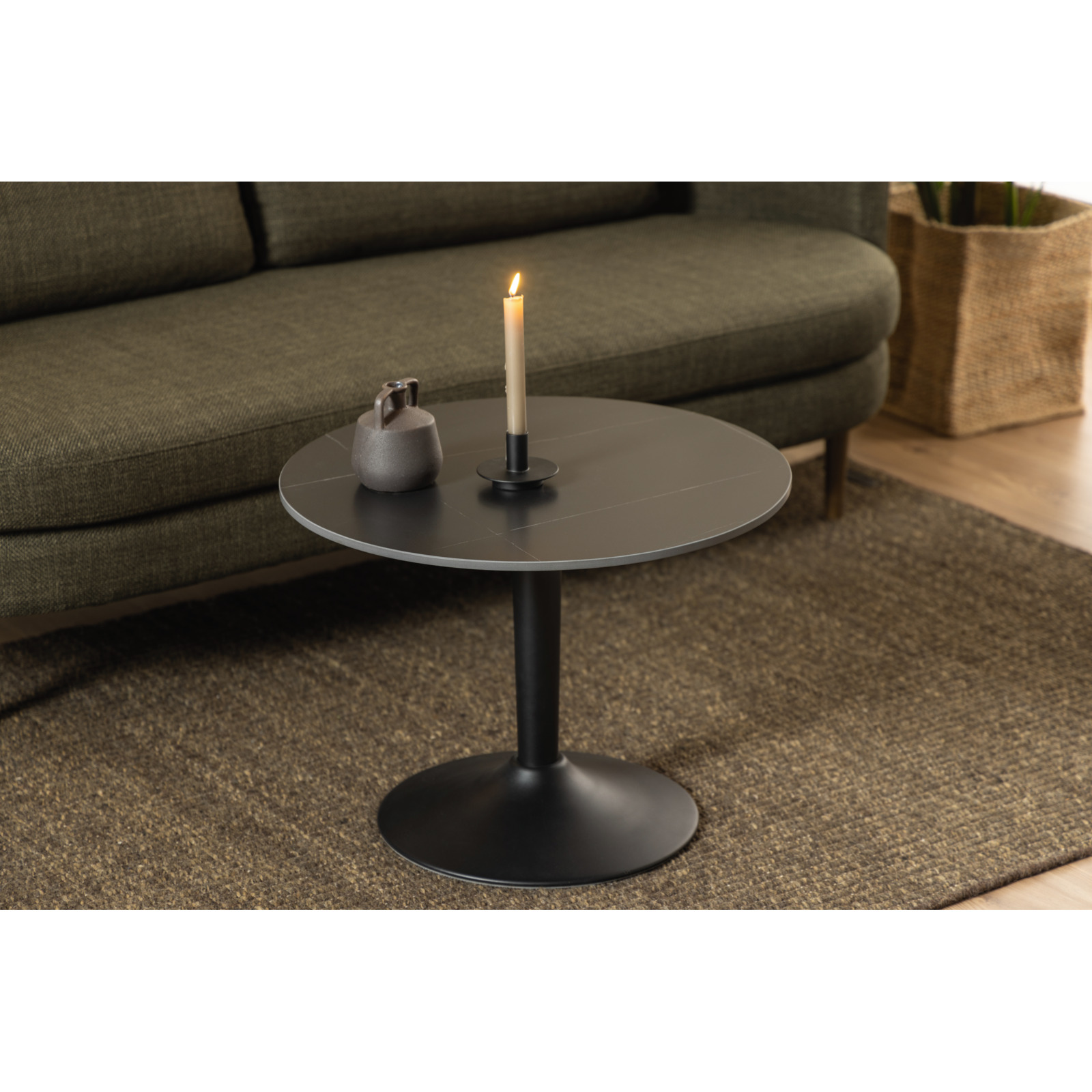 Salontisch Malta rund Keramik schwarz matt 60 x 45 x 60 cm
