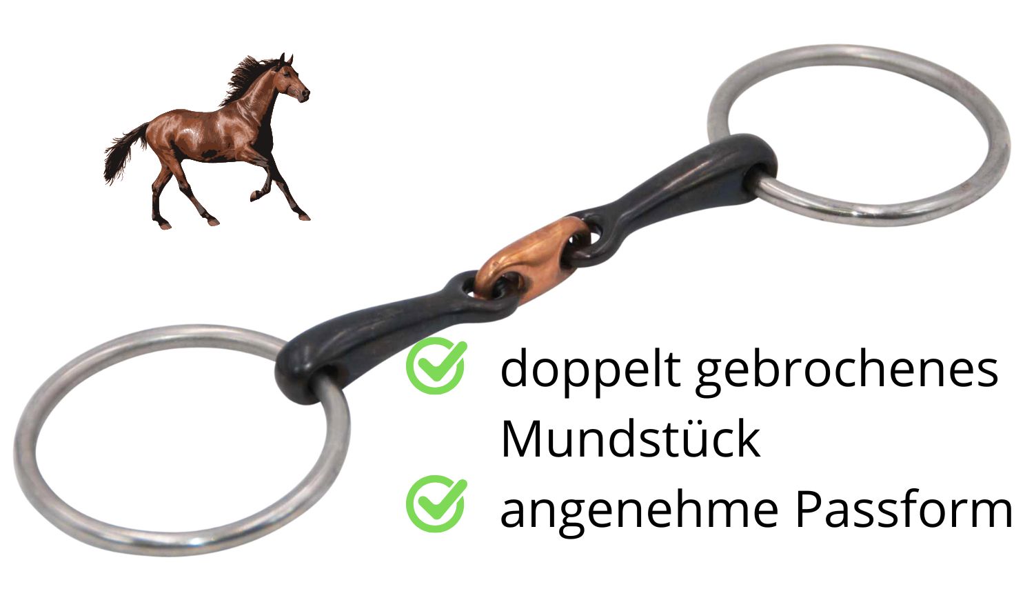 AMKA Sweet Iron Wassertrense Kupfermundstück Snaffel Bit double Snaffle