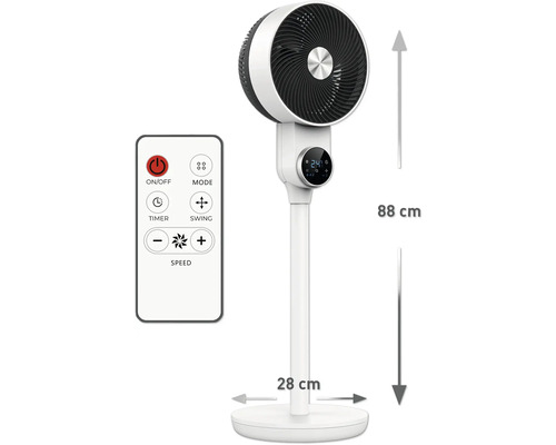 Staande ventilator X4-LIFE Fan Penguin Ø 25 cm 50 B wit H 880 mm met afstandsbediening