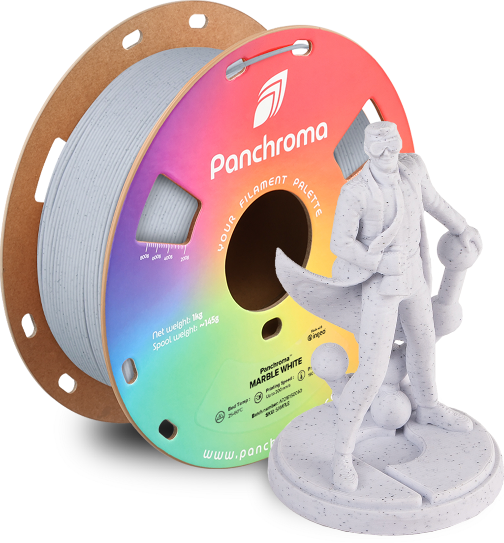 Polymaker  Panchroma™ PLA Marble White, 1,75 mm / 1000 g    Marmor-Optik in White für einzigartige 3D Druckkunst