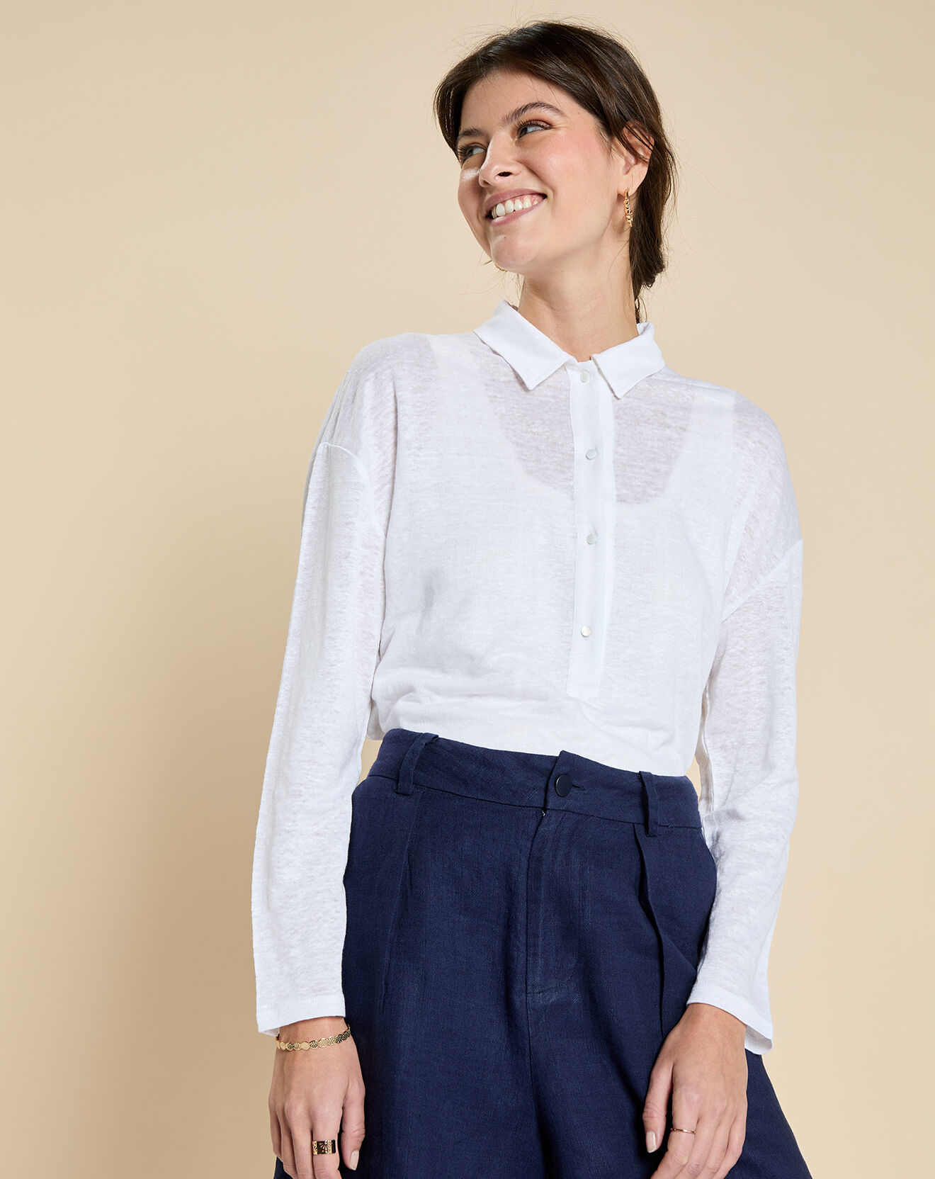 Harris Wilson T-Shirt 100% Lin Idanelle blanc