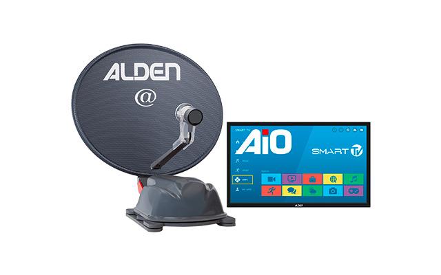 Alden Onelight@ 60 HD EVO vollautomatische Satellitenanlage Platinium inklusive LTE Antenne und A.I.O. Smart TV mit integrierter Antennensteuerung