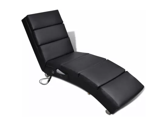 Chaise longue de massage Noir Similicuir