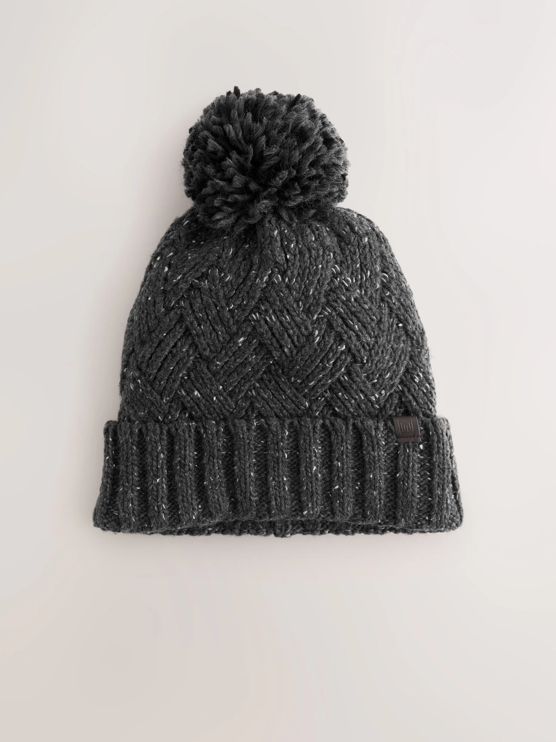 Antraciet - Muts met pompon