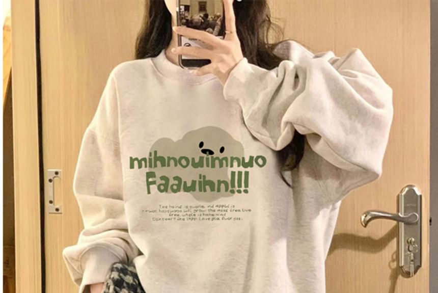 Dreamkura - Ronde hals cartoon print oversized trui