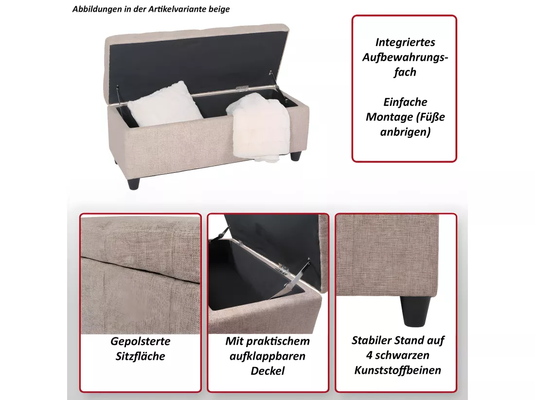 Coffre de rangement Kriens, gris foncé