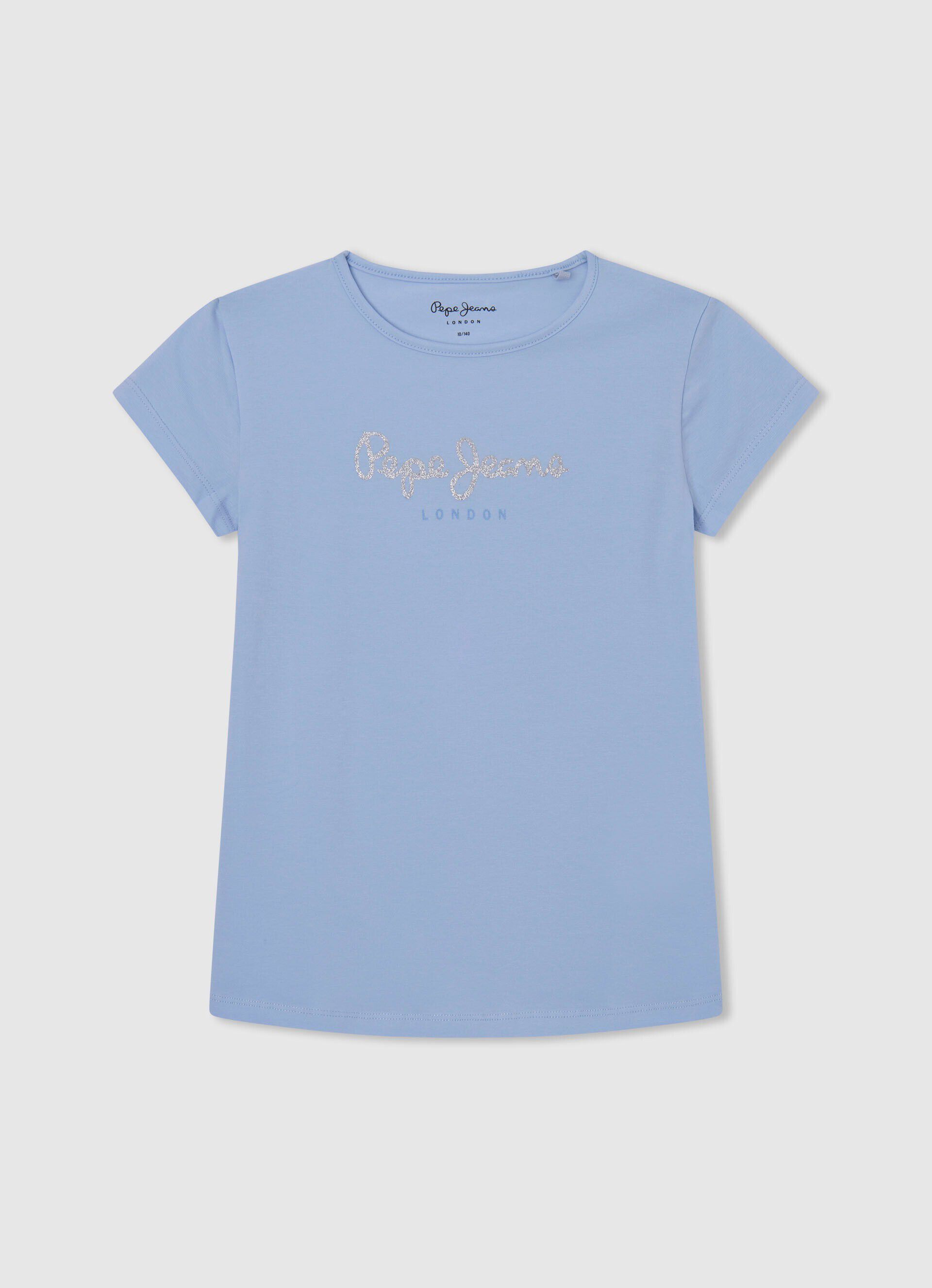 CAMISETA LOGO DETALLE GLITTER - bay blue