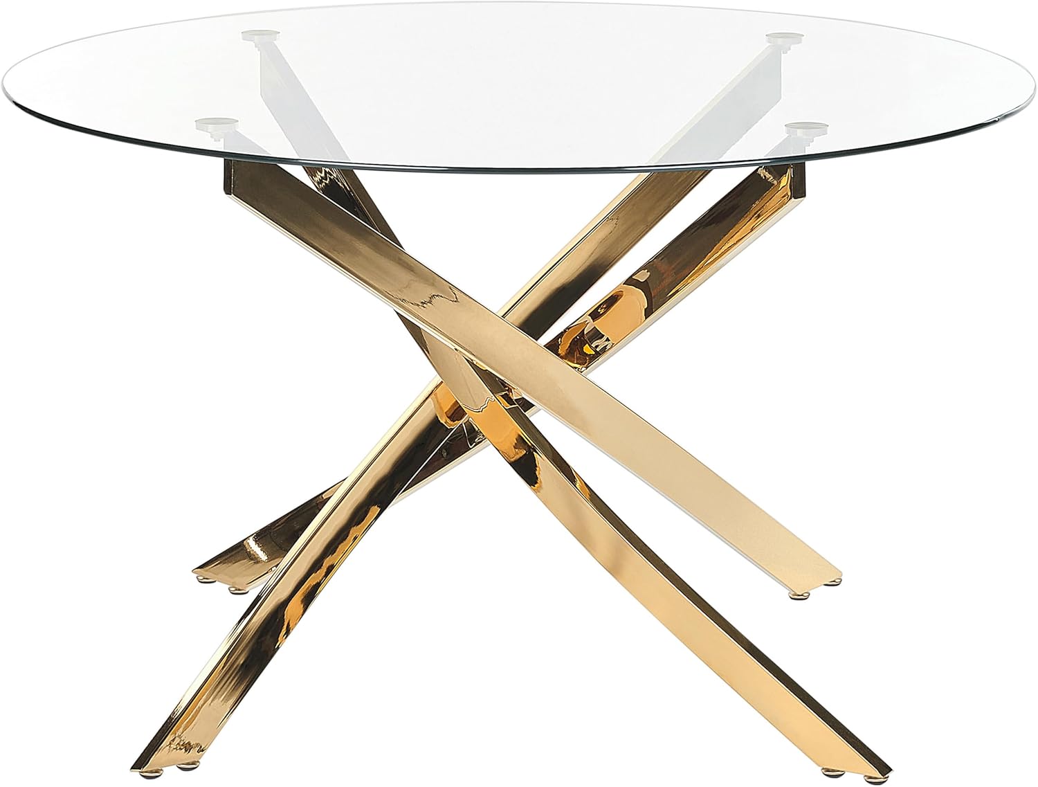 Beliani Esstisch Sicherheitsglas transparent ⌀ 120 cm rund mit Metallgestell Gold Maramo