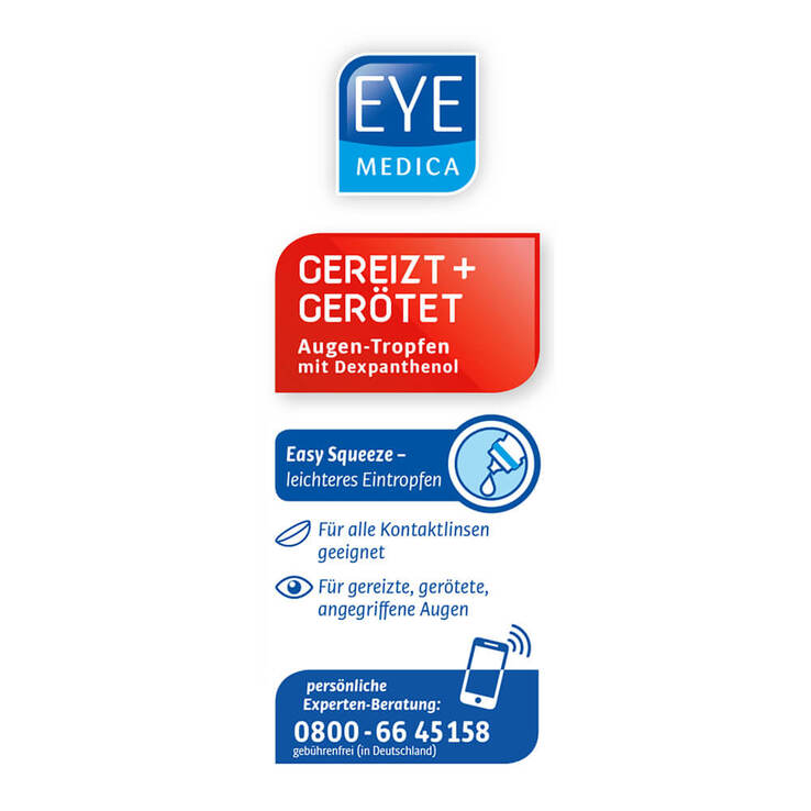 Eye Medica gereizt + gerötet Dexpanthenol Augentropfen, 1 St