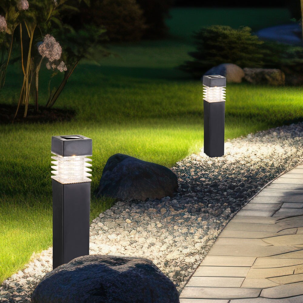 LED Solarlampen, IP44, grau, H 38,5cm, 4er Set