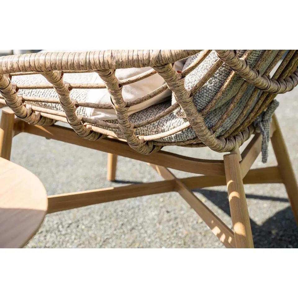 Castello lounge fauteuil - light teak look - natural rotan-merino sand