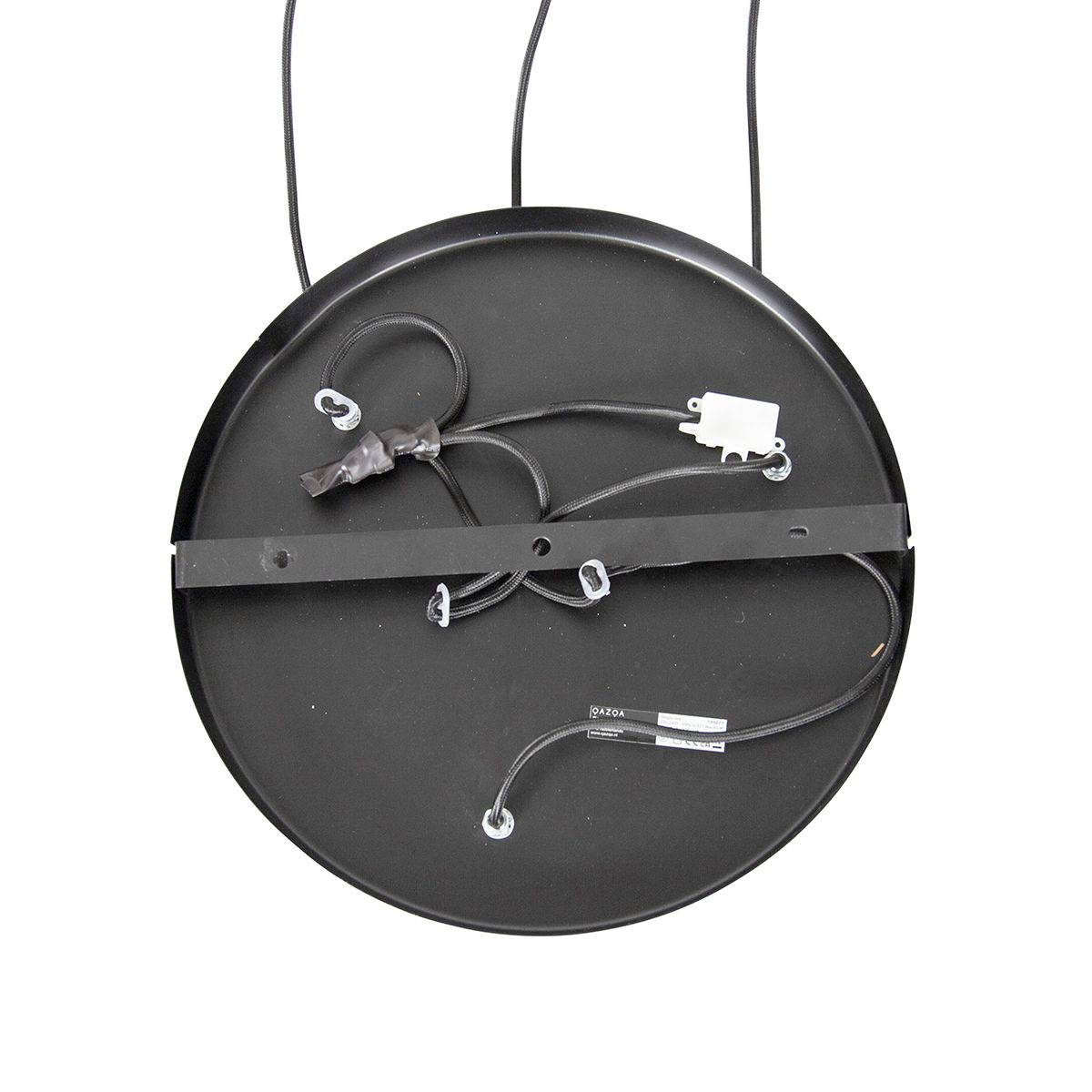 Oosterse hanglamp bamboe met zwart rond 3-lichts - Evalin
