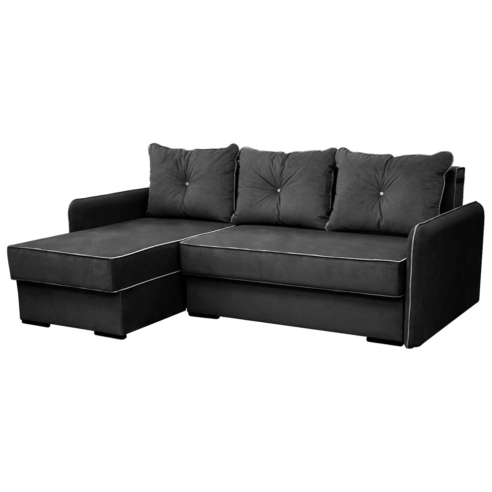 VitaliSpa Ecksofa KANSAS Schlaffunktion Dunkelgrau- Couch Schlafsofa Bett Eckcouch Taschenfederkern Sofa