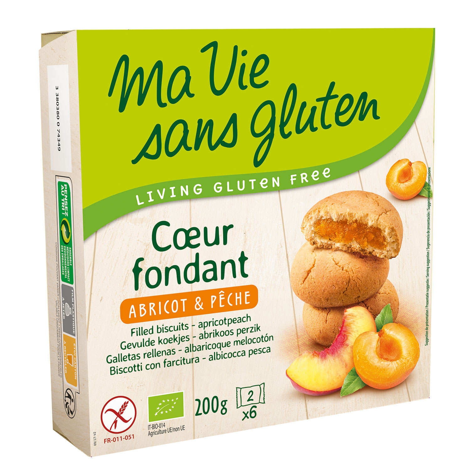 Coeur fondant bio abricot pêche sans gluten