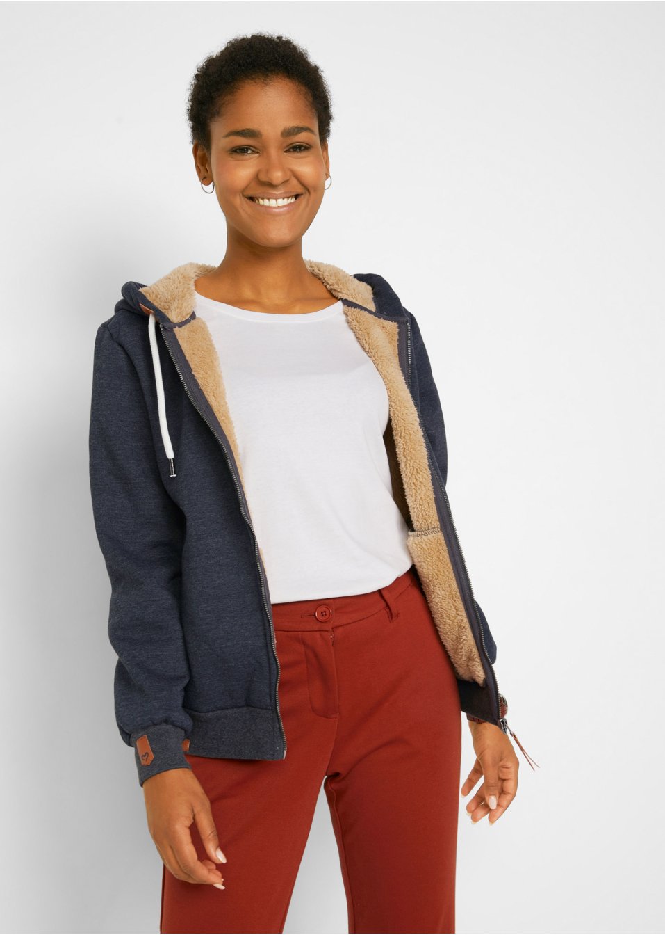 Sweatvest met teddy voering