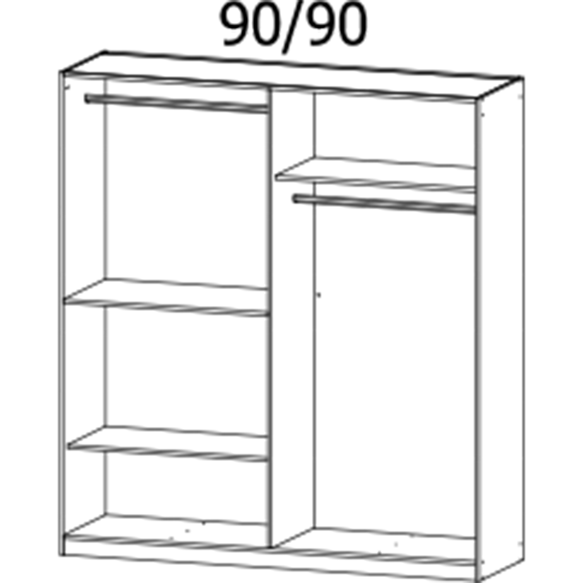 Drehtürenschrank - Alpinweiß - 181 cm - 6-türig