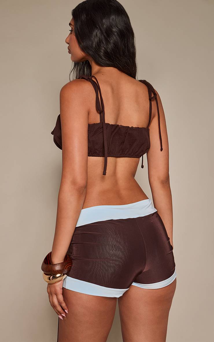 Chocolat Short Hot Pant Drapé Contrasté