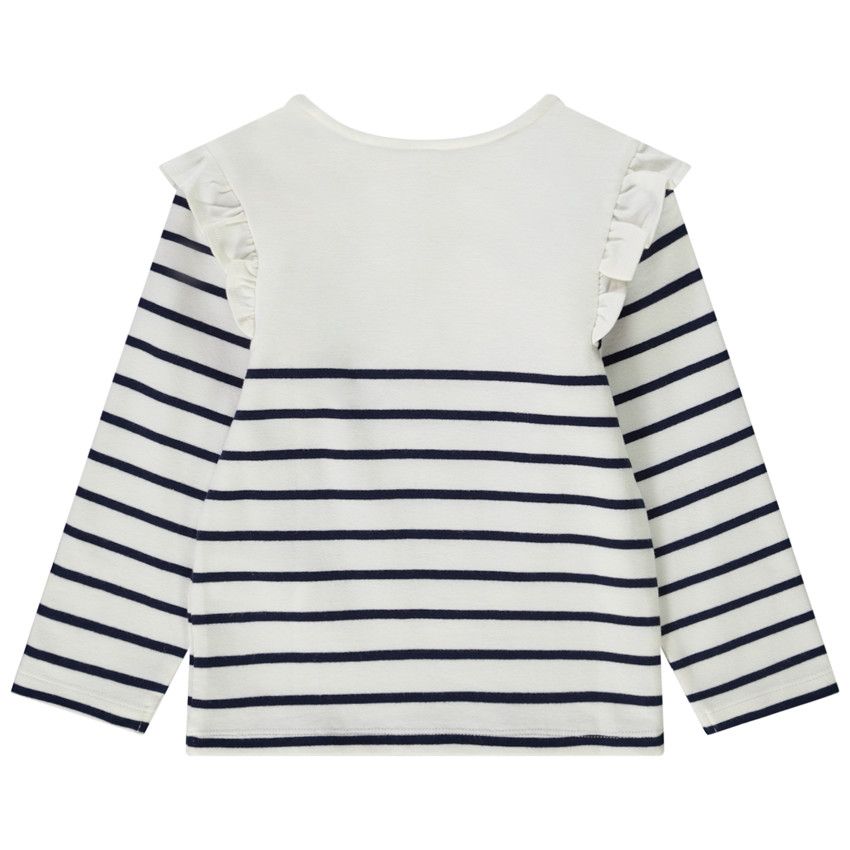 T-shirt manches longues esprit marinière pour bébé fille - Ecru